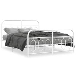 Berkfield Home Metal Bed Frame without Mattress with Footboard White 135x190cm - Size: 135x190 cm - thumbnail 3