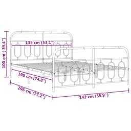 Berkfield Home Metal Bed Frame without Mattress with Footboard White 135x190cm - Size: 135x190 cm - thumbnail 8
