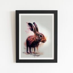 "Warren Reed - Designer Hare Face Splashart Framed Art Print in Black - Size: W24"" x H36""" - thumbnail 2