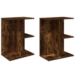 Berkfield Home Bedside Tables 2 pcs Smoked Oak 46.5x29x61 cm Engineered Wood in Brown - thumbnail 2