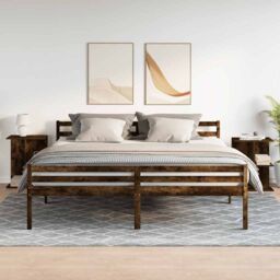 Berkfield Home Bedside Tables 2 pcs Smoked Oak 46.5x29x61 cm Engineered Wood in Brown - thumbnail 3