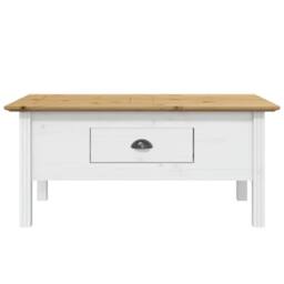 Berkfield Home Coffee Table BODO White & Brown 100x55x45 cm Solid Wood Pine - Size: 100 x 55 x 45 cm - thumbnail 3