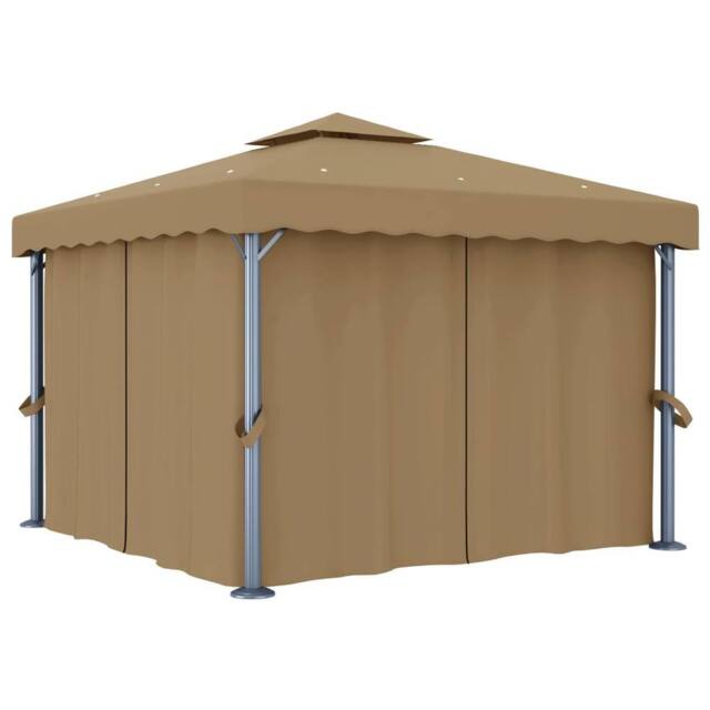 Berkfield Home Gazebo with Curtain 3x3 m Taupe Aluminium in Beige - image 1