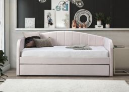 Flintshire Furniture Ltd Fabric Day Bed with pull out bed in Pale Pink - Size: Single - thumbnail 2