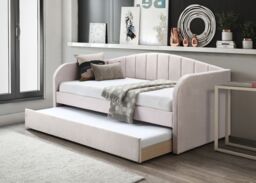 Flintshire Furniture Ltd Fabric Day Bed with pull out bed in Pale Pink - Size: Single