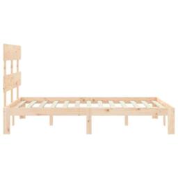 Berkfield Home Bed Frame with Headboard 140x190 cm Solid Wood in Natural - thumbnail 7