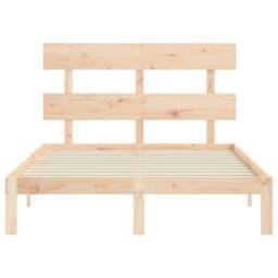 Berkfield Home Bed Frame with Headboard 140x190 cm Solid Wood in Natural - thumbnail 6