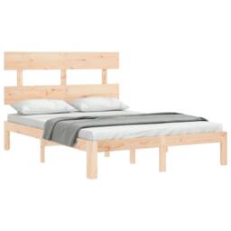 Berkfield Home Bed Frame with Headboard 140x190 cm Solid Wood in Natural - thumbnail 4
