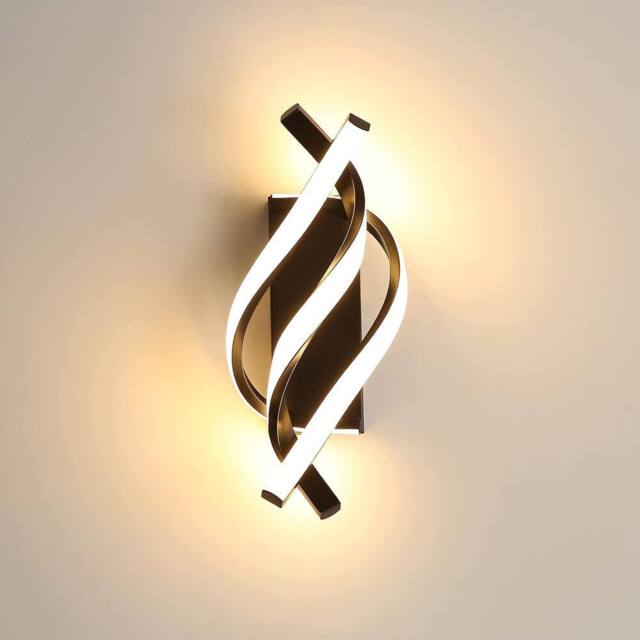 Goeco LED Wall Lamp 22W Curved Design Bedroom Wall Lights 3000K Black - image 1