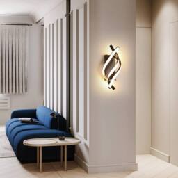 Goeco LED Wall Lamp 22W Curved Design Bedroom Wall Lights 3000K Black - thumbnail 2