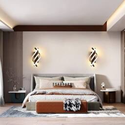 Goeco LED Wall Lamp 22W Curved Design Bedroom Wall Lights 3000K Black - thumbnail 6