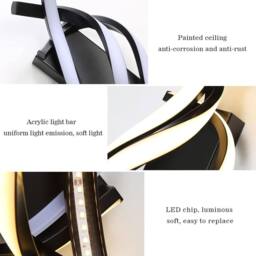Goeco LED Wall Lamp 22W Curved Design Bedroom Wall Lights 3000K Black - thumbnail 5
