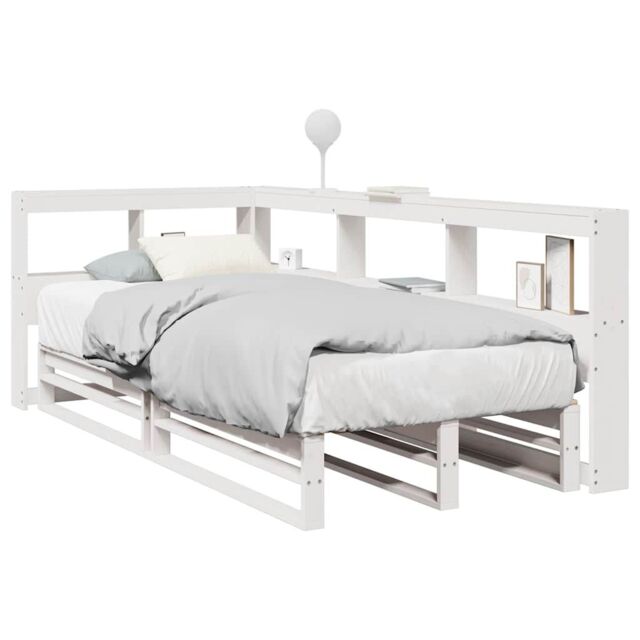 Berkfield Home Bookcase Bed without Mattress White 90x190cm Solid Wood Pine - Size: 90x190 cm - image 1