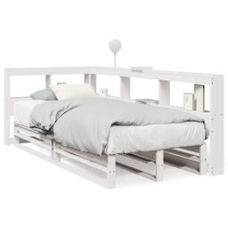 Berkfield Home Bookcase Bed without Mattress White 90x190cm Solid Wood Pine - Size: 90x190 cm - thumbnail 2