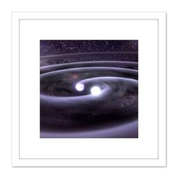 Artery8 Space NASA Binary Star System Concept Illustration 8X8 Inch Square Wooden Framed Wall Art Print Picture with Mount in White - thumbnail 1