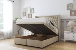"Comfort Beds Sunrise Coniston Ottoman Bed Set With 54"" Wingback Headboard in Cream - Size: Small Single" - thumbnail 2