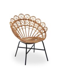 Orsina Brown Rattan Round Peacock Chair, Unique Chair with Metal Legs, Rattan Dining Chair, Rattan Outdoor Chair - thumbnail 6