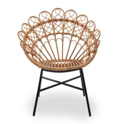 Orsina Brown Rattan Round Peacock Chair, Unique Chair with Metal Legs, Rattan Dining Chair, Rattan Outdoor Chair - thumbnail 5