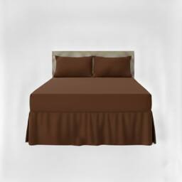 Snug City Fitted Valance Bed Sheet Polycotton Mattress Cover & Frill Easy Care in Brown - Size: Single - thumbnail 2