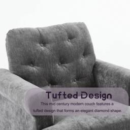 FURNITURE ONE Velvet Tufted Sofa Set, Gray Sectional Couch -1+2 Set in Grey - Size: 1 Pack - thumbnail 6
