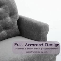 FURNITURE ONE Velvet Tufted Sofa Set, Gray Sectional Couch -1+2 Set in Grey - Size: 1 Pack - thumbnail 5