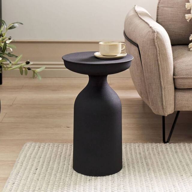 Wyld and Coco Aria Round Side Table Black Iron Matte Powder Coat End Table - image 1