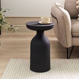Wyld and Coco Aria Round Side Table Black Iron Matte Powder Coat End Table