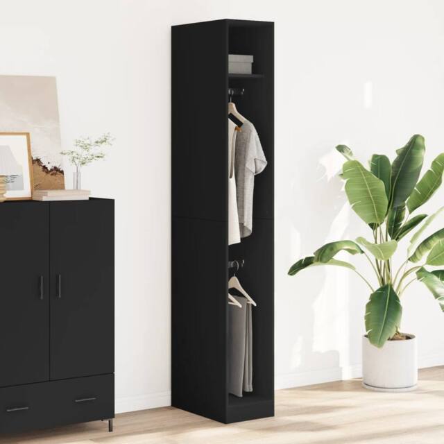 Berkfield Home Wardrobe Black 30x50x200 cm Engineered Wood - Size: 30 x 50 x 200 cm