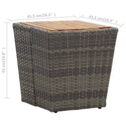 Berkfield Home Tea Table Grey 41.5x41.5x43cm Poly Rattan & Solid Acacia Wood - Size: 41.5x41.5x43 cm - thumbnail 6