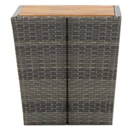 Berkfield Home Tea Table Grey 41.5x41.5x43cm Poly Rattan & Solid Acacia Wood - Size: 41.5x41.5x43 cm - thumbnail 4