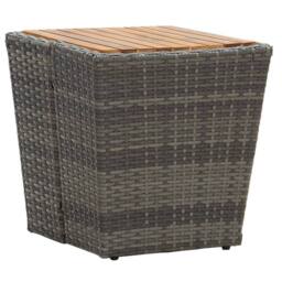 Berkfield Home Tea Table Grey 41.5x41.5x43cm Poly Rattan & Solid Acacia Wood - Size: 41.5x41.5x43 cm - thumbnail 2