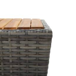 Berkfield Home Tea Table Grey 41.5x41.5x43cm Poly Rattan & Solid Acacia Wood - Size: 41.5x41.5x43 cm - thumbnail 5