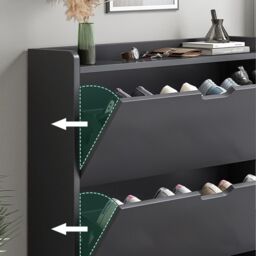 SPETLEK 2 Drawer Shoe Rack Shoes Storage Cabinet Wooden Cupboard in Black - thumbnail 4