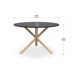 More4Homes Malvern Round Dining Table 4-6 Seater w Solid Oak Legs in Black - thumbnail 5