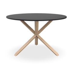 More4Homes Malvern Round Dining Table 4-6 Seater w Solid Oak Legs in Black - thumbnail 3