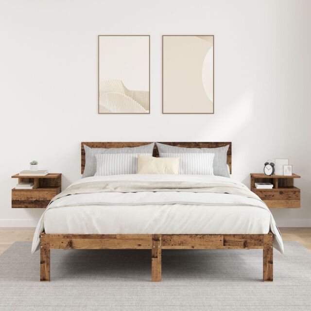 Berkfield Home Floating Nightstands 2 pcs Old Wood 40x31x27 cm Engineered Wood in Brown - Size: 40 x 31 x 27 cm - image 1