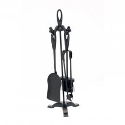 Oypla Fireplace 5 Piece Companion Set Poker Shovel in Black - thumbnail 1