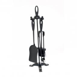 Oypla Fireplace 5 Piece Companion Set Poker Shovel in Black - thumbnail 2