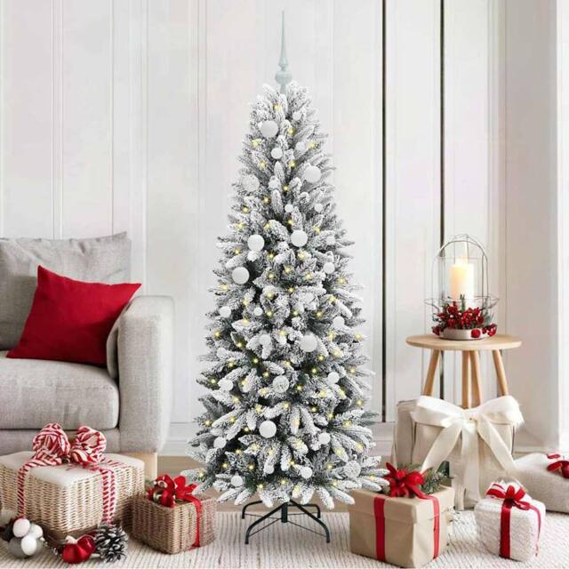 Berkfield Home Artificial Christmas Tree with 150 LEDs White 63 x 63 x 150 cm - image 1