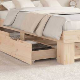 Berkfield Home Bed Frame with Drawers - 135 x 190 cm - Solid Pine Wood in Beige - thumbnail 5