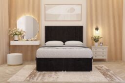 Somnior Alexas Divan Ottoman Bed with Midnight Pocket Spring Mattress & Headboard Plush Velvet in Black - Size: Single - thumbnail 4