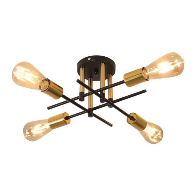 Goeco Industrial Chandelier, 4 Lights Ceiling Light E27 Vintage Ceiling Lamp in Black - image 1