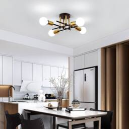 Goeco Industrial Chandelier, 4 Lights Ceiling Light E27 Vintage Ceiling Lamp in Black - thumbnail 7