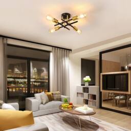 Goeco Industrial Chandelier, 4 Lights Ceiling Light E27 Vintage Ceiling Lamp in Black - thumbnail 9