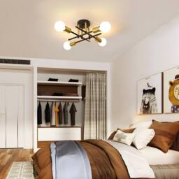 Goeco Industrial Chandelier, 4 Lights Ceiling Light E27 Vintage Ceiling Lamp in Black - thumbnail 8
