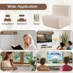 Costway Bean Bag Chair Ergonomic Lazy Floor Sofa Chair Comfy Reading Couch in Beige - thumbnail 7