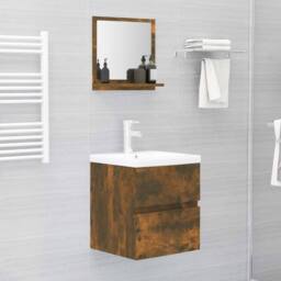 Berkfield Home Durable Bathroom Mirror Smoked Oak 40x10.5x37 cm Engineered Wood in Brown - thumbnail 5