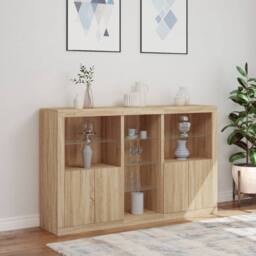 Berkfield Home Sideboard with LED Lights Sonoma Oak 162x37x100 cm in Brown - Size: 162 x 37 x 100 cm - thumbnail 4