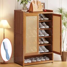 EONLION Shoe Cabinet Storage Cupboard Footwear Stand Rack in Beige