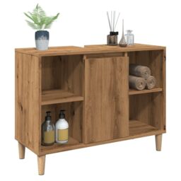 Berkfield Home Bathroom Cabinet Artisian Oak 80x33x60 cm Engineered Wood in Brown - Size: 80 x 33 x 60 cm - thumbnail 4